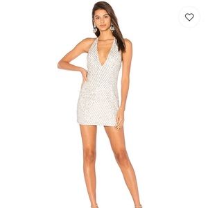 X by NBD dress Jack mini bead Ivory/Silver M NWT